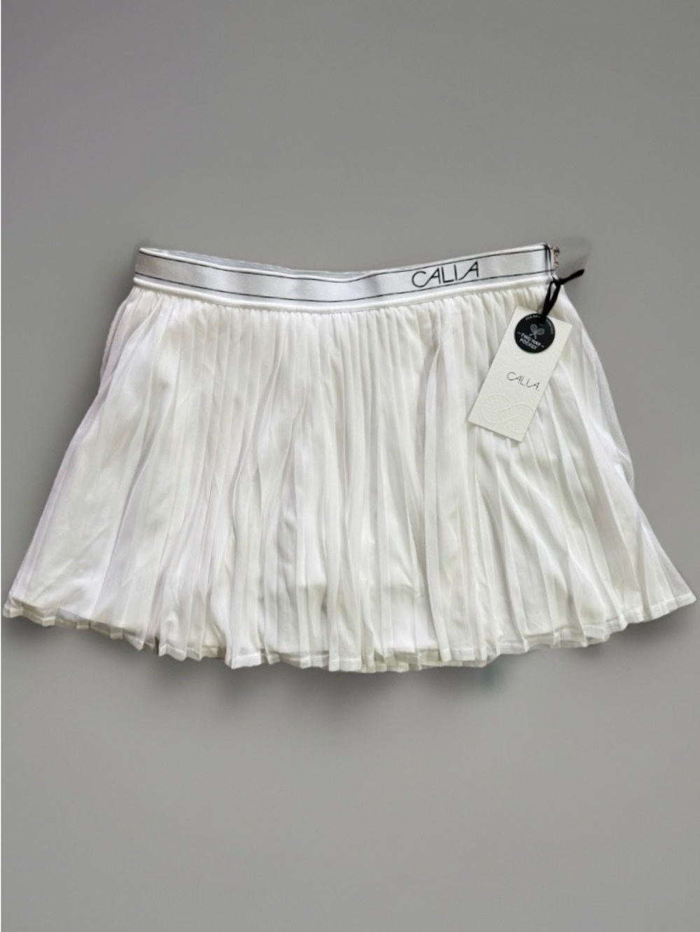 CALIA Court Pleated Tennis Skort L White High Rise Built In Shorts Golf